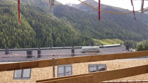 A12 wooden vaulted ceiling, view South over Haus A - 3 beds