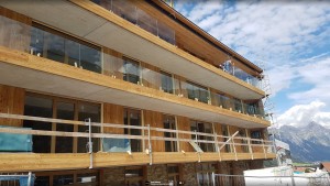 Glass balconies being added in Haus B